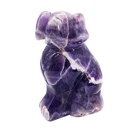 Ladeukoi Amethyst Sitting Dog Statue, Hand Carving Healing Crystal Animal Figurine Sculpture Pocket Stones Home Decoration 2 Inches