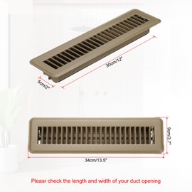 PATIKIL 12 x 2 Inch Floor Register, 1pcs Heavy Duty Air Vent Cover Steel Adjustable Decor Vents Easy Adjust Floor Grates for Sidewall Home Office, Brown