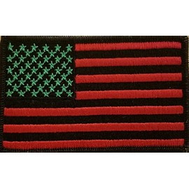 United States USA Flag Embroidered Pan African Patch with Hook & Loop Fastener MC Biker Morale Tactical Shoulder Black, Red & Green Version Emblem Black Border #1