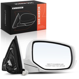 A-Premium Passenger Side Power Door Mirror - Compatible with Honda Accord 2013 2014 2015 2016 2017 Sedan - Heated Manual Folding Outside Rear View Mirror w/Turn Signal White (Painted to match)