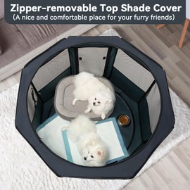 PETSFIT Dog Playpen, 45.5" Sturdy Pop Up Dog Kennel Foldable Dog Pen Indoor Outdoor Puppy Playpen for Medium Dogs Cats with Traveling Bag Zipper Sealed Removable Mesh Top Leakproof Bottom Mat Blue L