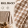 Coffee Gingham Tablecloth, Linen Farmhouse Tablecloth with Tassel, 60x84 In