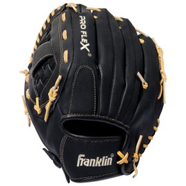 Franklin Sports Baseball Glove - ProFlex Adult Baseball + Softball Glove - Baseball + Fastpitch Softball Outfield Mitt - Left Handed Throw - Black - 12.5"