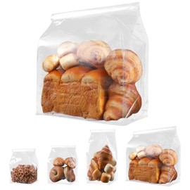 50 PCS Bread Bags for Homemade Breads, 8.6 x 11 x 4.3 Inch Clear Bread Loaf Bags with Tin Tie Tab Lock Storage Packaging Treat Bag for Bakery, Cafe, Baked Foods, Sourdough, Cookies & Pastry