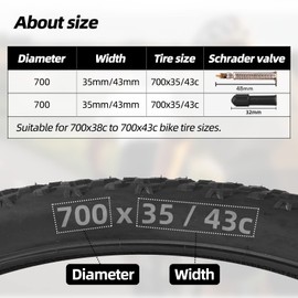 (6-Pack) CALPALMY 700x35/43c Inner Tubes - Bike Tubes for Mountain Bikes and Road Bikes- Fits 28" 700x35/37/38/40/42/43c Inner Tubes with 48mm Presta Valve Stems - Includes 2 Tire Levers