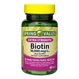 Biotina Plus Keratin Extra Strength 10,000 Mcg 60 Tabletas Sin Sabor
