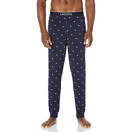 Lacoste mens Allover Croc Print Pant Pajama Bottom, Navy Blue/White, Large US