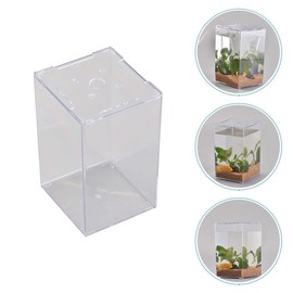 Ipetboom 4pcs Acrylic Betta Fish Tank, Stackable Tortoise Aquarium Habitat, Fish Accessory Desktop Aquarium Rimless Aquarium Tank Fish Bowl Accessories