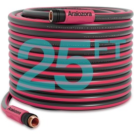 Araiozora Heavy Duty Flexible Rubber Garden Hose 25 Ft 5/8 Inch - Kink Resistant, All-Weather Lightweight Water Hose with 600 PSI Burst Pressure for Yard, Lawn & Car Wash