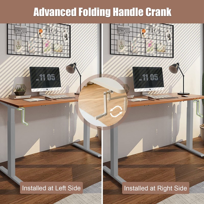 Tangkula Hand Crank Stand Up Desk Frame, Manual Height Adjustable