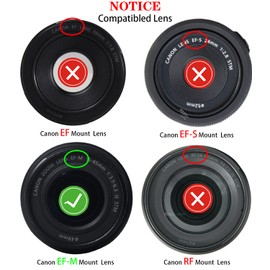 Body Cap + Rear Lens Cap Cover for Canon EOS M50 Mark II M5 M6 Mark II M200 M100 M10 M3 M2 M and More Canon EF-M Mount Mirrorless Camera and Lens,HUIPUXIANG [2 Pack]