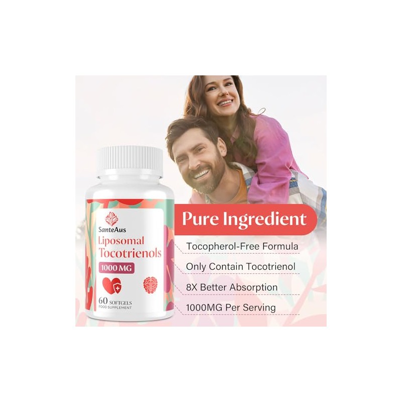 Liposomal Tocotrienols 1000mg Vitamin E Supplement, 2 Pack