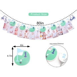 Hole In One First Birthday - Golf 1st Birthday Decorations,Golf 12 Month Photo Banner,Golf 1st Year Photo Banner One High Chair Banner