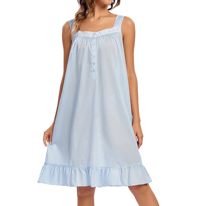 FMIRREO - Camisón de algodón para mujer, sin mangas, cómodo,