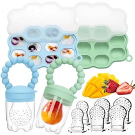 uunida baby Mordedera para Bebe – Chupon para Frutas y Papilla Congelada – Set de Alimentación Complementaria Bebe de Silicona Libre de BPA - Bandeja 