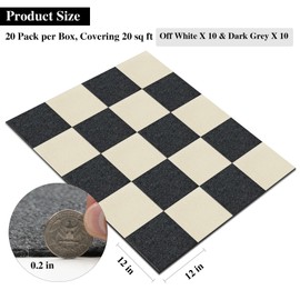 CUCOS Multicolor Carpet Tiles Peel and Stick, 20 Pack Self Adhesive Floor Tiles 12” x 12”, Soft Padded Flooring Sticker for Bedroom Living Room Office, 10 Off White & 10 Dark Grey, 20 sq ft per Box