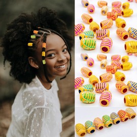 64 PCS Acrylic Hair Beads for Girls Colorful Hair Jewelry for Braids Accessories Flosius Tube Barrel Beads Dreadlock Accessories Hair Charms for Braids