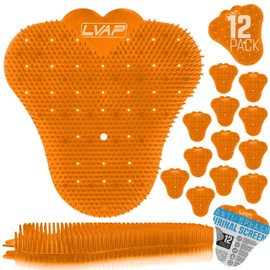 LVAP Urinal Screen Deodorizer (12-Pack) - Anti-Splash Urinal Cakes, Toilet Deodorizer, Urinal Screens for Commercial Restrooms, 5,000 Flushes, Orange Scent