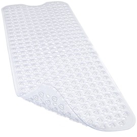 Linoows Bathtub and Shower Mats, Extra Long Non Slip Bath Mat 40 x 16 Inch, Bath Tub Mat with Suction Cups and Drain Holes for Bathroom, Machine Washable Soft Shower Floor Mat, Clear