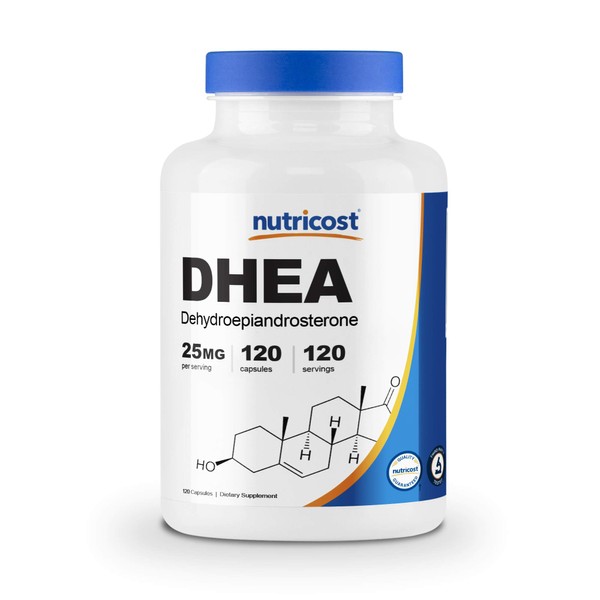 Nutricost DHEA 25mg, 120 Capsules - Gluten Free, Soy Free, Non-GMO, Supplement