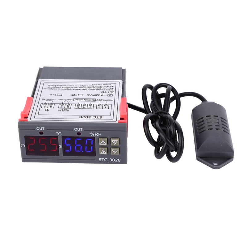 Digital Display Temperature and Humidity Controller Meter with Integrated Sensor
