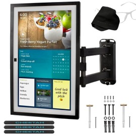 Cheetah Touch Adjust Echo Show 15 & 21 Arm Wall Mount, Simply Grab, Adjust, Release Full Motion, Exact Fit Plate & Screws, Holds 4X Echo Weight, Tilt & Swivel 15" Extension, Drywall & Corner Mountable