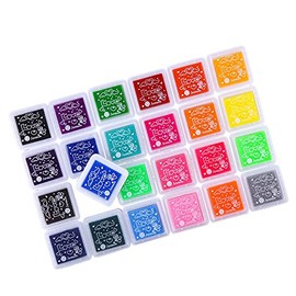 Set of 24 Colors 3 x 3cm Mini Craft Ink Pads for Paper Wood Fabric for Rubber Stamps