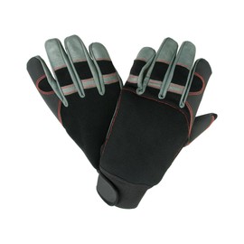 Oregon 295395 Schutzhandschuhe für Kettensägenarbeiten, vierfacher Stretchstoff, Größe L, Schwarz, Grau, Rot