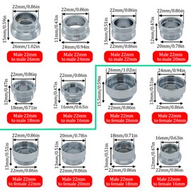 12 Pieces Faucet Adapter Kit Kitchen Aerator Adapter Male To Female,Male To Male Faucet Adapter Water Hose Adapter(Faucet Adapter Various Sizes)