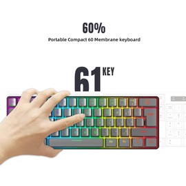 Snpurdiri 60% Wired Gaming Keyboard, RGB Backlit Ultra-Compact 61 Keys 60 Percent Mini Gaming Keyboard for PC/Mac Gamer, Typist, Travel, Easy to Carry on Business Trip(Iron Grey)