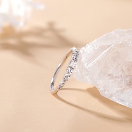 SHINYSO Wedding Bands for Women Cubic Zirconia Thin Stacking Baguette Rings Eternity Engagement Band for Her Silver Size 7.5