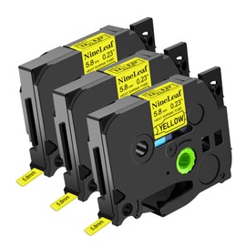 NineLeaf 3 x Compatible for Brother Heat Shrink Tube Label Tape 5.8mm HSe-611 HSe611 HS611 HS-611 HSE Black on Yellow for P-Touch PT-E300 E500 E550W E800W P900 H500 P950NW 7600 Label Maker