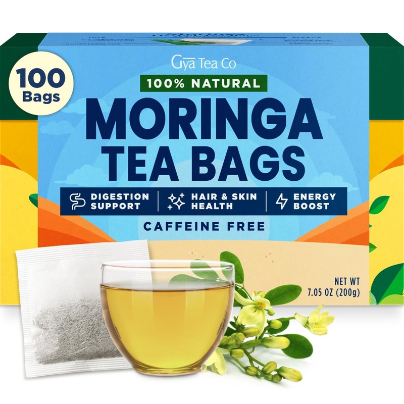 Gya Tea Co Moringa Herbal Tea Bags (100 Bags) -