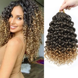 LIYATE 7 Packs Gogo Curl Crochet Hair for Women 14 Inch Pre-Twisted Curly Crochet Hair Deep Ocean Beach Curl Crochet Braids Synthetic Braiding Hair Extensions (14 Inch, 1B/27)