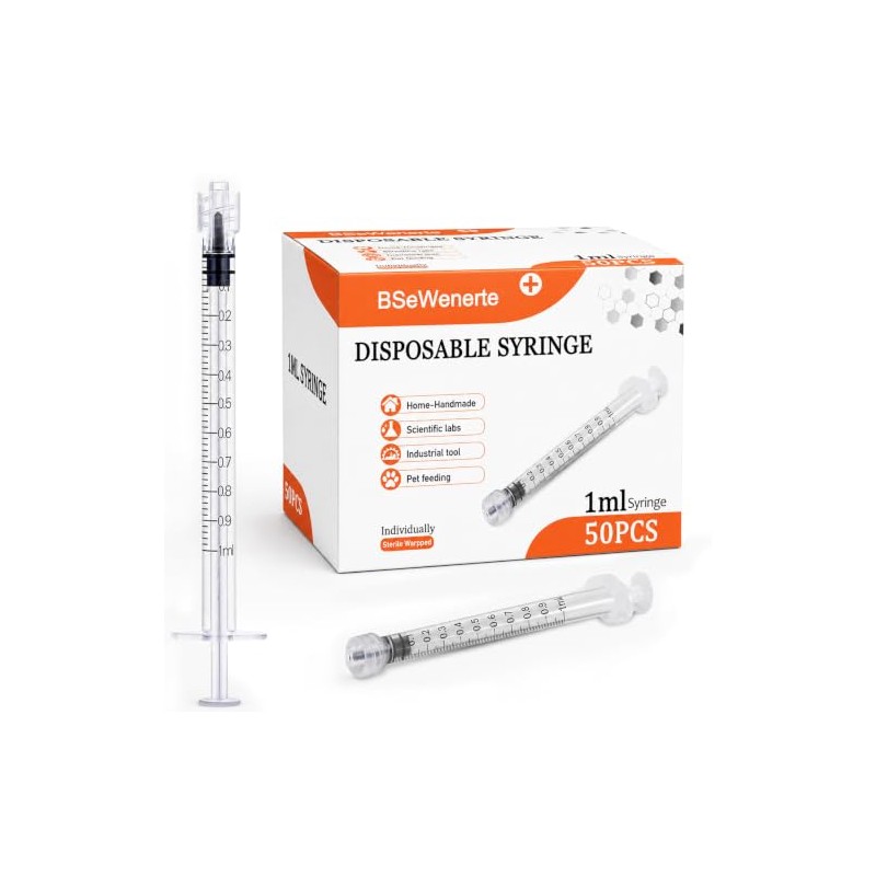 Paquete de 50 jeringas Luer Lock de 1 ml (sin