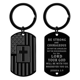 Waeceip American Flag Keychain Bible Verse First Communion Gifts For Men Dad Baptism Religious Gifts For Him Faith Jewelry Easter Graduation Gift