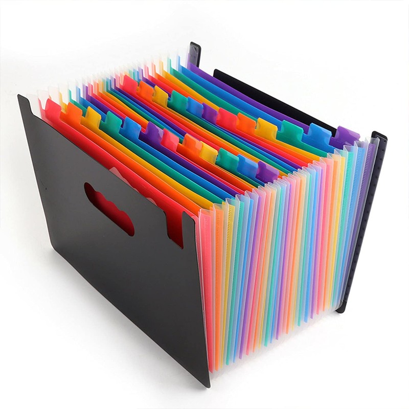 Expandable Folder with 24 Compartments and Blank Labels, Multicoloured File