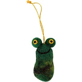 Guru-Shop Felt Pendant, Felt Decoration, Tree Decoration - Frog, Green, Wool, 7 x 3 cm, Christmas Decoration