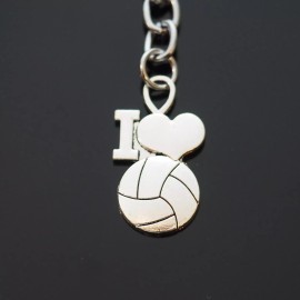 Vintage "I Love Volleyball" 30mm Silver Pendant Keychain