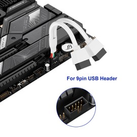 SSSUWP 2 Pack Motherboard 9pin USB2.0 to Dual 9 pin Extension Cable, Motherboard USB Header Splitter Cable, 9pin Splitter Cord (White)