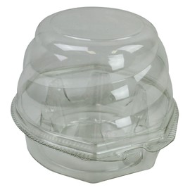 Sabert Clear Hinged Cupcake Container, Single 3" Jumbo Cupcake, Clear Dome Lid, Locking Lid, Recyclable, Durable, 270 Count