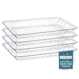 Posh Setting - Plastic Trays for Serving Food, Glitter Gold Serving Trays for Party, Plastic Serving Trays, Serving Dishes for Parties, Plastic Platters & Food Trays for Party, Plastic Serveware-9x13