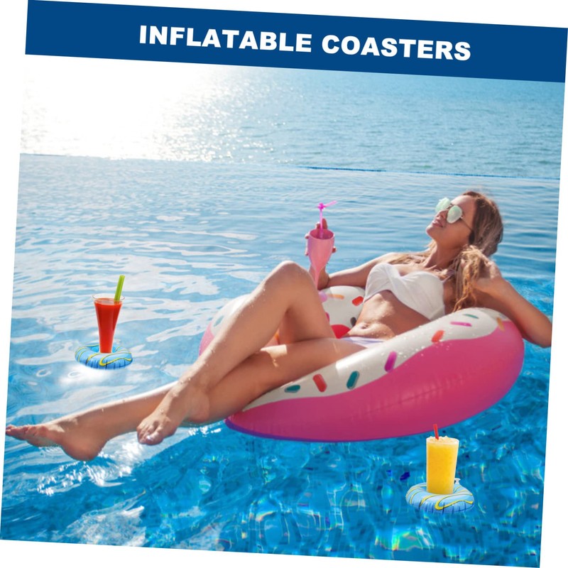 KONTONTY 6pcs Inflatable Floating Cup Holders Creative Beach Drink Holders