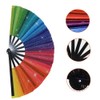 Rainbow Glitter Hand Fan,Large Holographic Foldable Rave Fan with Fabric