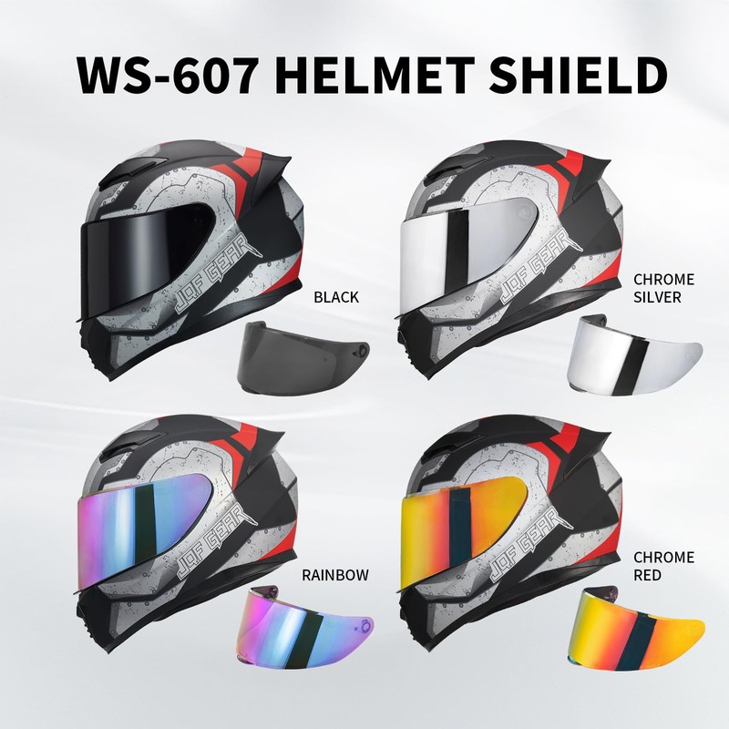 JQF Gear WS-607 Full Face Motorcycle Helmet Visor Shield Replacement