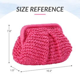 EVEOUT Straw Clutch Bag for Women Summer Woven Dumpling Pouch Bag Straw Crossbody Shoulder Bag Handbag for Beach