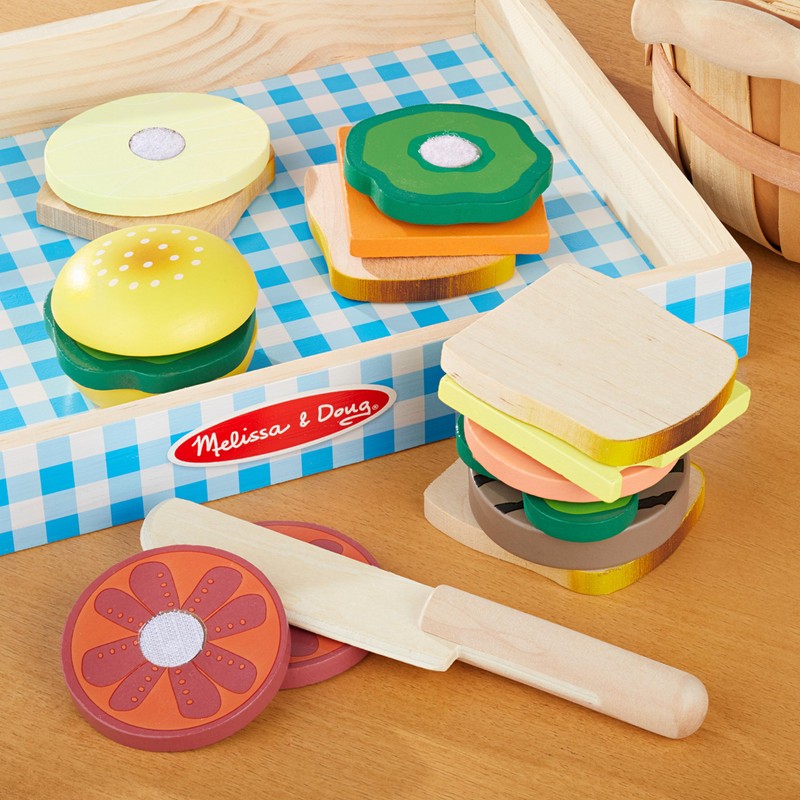Melissa & Doug Wooden Sandwich-Making Pretend Play Food Set Food