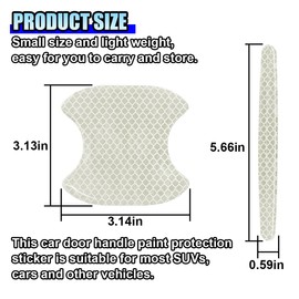 ZIMISI 8PCS Car Door Handle Bowl Sticker, Reflective Anti-Scratch Auto Door Handle Cup Protector, Self-Adhesive Door Side Handle Paint Protective Film, Universal Vehicle Decoration Accessory (White)