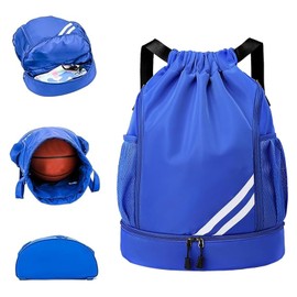 Fashion Sports Backpacks, Large Capacity Drawstring Gym Bag, Waterproof Backpack with Bottom Compartment and Wide Drawstring, Small Bag Backpack with Inner Pocket, Outer Pocket, Royal blue