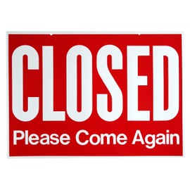 Open - Closed Big Double Sided Reversible Sign Hanging Display 19 x 13 Business Store Shop Door Window Sign Yes, we are Open- Closed Please come Again Durable Plastic